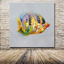 Arthyx Modern Decorative Pop Art Hand Paintied Fish Animal Oil Paintings On Canvas Wall Pictures For Living Room Home Decoration 2024 - buy cheap