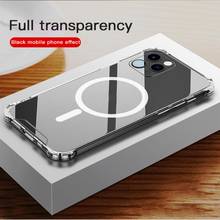 Прозрачный Магнитный чехол для IPhone 12 Pro Max, чехол с беспроводным зарядным устройством, защитный чехол, прозрачный чехол для IPhone12, корпус для дома 2024 - купить недорого