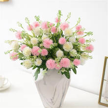 Ramo de flores artificiales de plástico, 5 piezas, diente de león rosa y blanco para bricolaje, ramo de novia, centros de mesa de boda Floral 2024 - compra barato