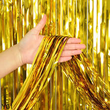 2*1M Wedding Backdrop Wall Decor Foil Rain Curtain Glitter Tinsel Fringe Curtain For Baby Shower Kid 1st Birthday Party Supplies 2024 - buy cheap