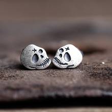 Punk Skull Earrings Real 925 Sterling Silver Skeleton Couple Earrings Unsex Ear Studs Prevent Allergy Jewelry 2024 - buy cheap