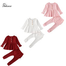 2019 Brand 0-24M Kids Baby Girl Winter Clothes Knitted Solid 2Pcs Long Sleeve Tops Ruffle Tutu Leggings Pants Outfits Clothing 2024 - buy cheap