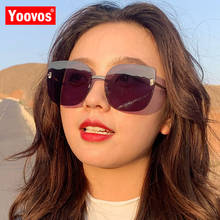 Yoovos-gafas de sol Retro estilo ojo de gato para mujer, lentes de sol sin marco, de lujo, de diseñador de marca, Okulary 2024 - compra barato