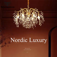 Nordic luxo lustres de cristal led europeu lustre iluminação sala estar jantar quarto lâmpada do teto decoração luminárias brilho 2024 - compre barato