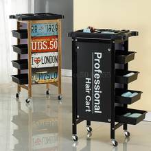 New retro hairdresser bar hair salon multi-function tool trolley barber shop dyeing car hair stylist trolley 2024 - buy cheap