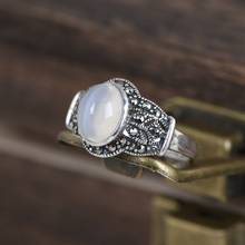 FNJ-Anillo de plata 925 con piedra lunar para mujer, joyería 100% Original, anillos de plata esterlina S925, marcasita 2024 - compra barato