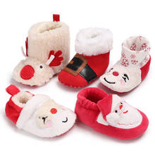 Детская обувь для мальчиков и девочек, рождественский подарок, подарки, зимние пушистые теплые тапочки, ботинки, мягкие мокасины для новорожденных в кроватке 2024 - купить недорого