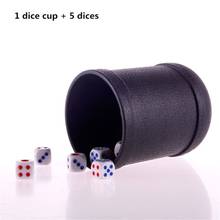 Taza de dados de PVC negro, juego de mesa KTV Pub, juego de fiesta de Casino, caja de dados con 5 dados U2JB 2024 - compra barato