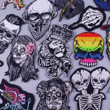 Punk Patch Clothes Skull Embroidered Patches for Clothes Iron on Patches for Clothing Plague Doctor Stripes Badges Patch DIY 2024 - buy cheap