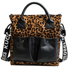 Bolsa de mão feminina de couro e leopardo, bolsa de ombro transversal para mulheres, 2019 2024 - compre barato