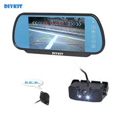 Diykit-sistema de vídeo para estacionamento da câmera de ré, 7 polegadas, espelho retrovisor, à prova d'água 2024 - compre barato