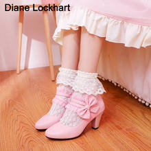 Zapatos de tacón alto con plataforma para mujer, calzado de princesa Mary Jane Lolita, con lazo bonito, con hebilla, color rosa, para verano, 2021 2024 - compra barato