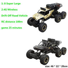 Carro de controle remoto 4wd sem fio, 1:8, 2.4ghz, rc, veículo de escalada, em liga, off-road, l46cm, preto, dourado 2024 - compre barato