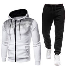 Conjunto de chándal para hombre, ropa deportiva de dos piezas con cremallera, Sudadera con capucha y pantalones deportivos, chándal informal para correr, gimnasio y entrenamiento 2024 - compra barato