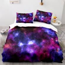 Space Galaxy Aurora Sunset Glow Bedding Set Single Twin Full Queen King Size Sky Stars Tree Bed Set Children's Kid Duvetcover 38 2024 - buy cheap