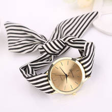 Fashion ladies watch striped floral cloth bow student quartz round dial tied hands watch holiday gift часы женские наручные 50* 2024 - buy cheap