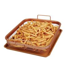 Carbon Steel Tray Microwave Oven Copper Baking Tray BBQ Tray Fry Pan Non-Stick Chips Basket Baking Dish Grill Mesh Kitchen Tool 2024 - buy cheap
