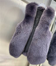 Luxury Autumn Winter Women's Genuine Real Whole skin Fox Fur Vest Lady Slim Waistcoat Gilet 2024 - buy cheap