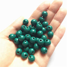 Natural granos de madera de 10mm bola redonda de madera de cuentas espaciadoras sueltas para DIY fabricación de collares de joyas accesorios 100 unids/set verde oscuro 2024 - compra barato