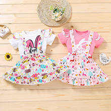 2021 Summer Baby Girl Clothes Set Toddler Baby Girls Easter Rabbit Printed Tops+Suspender Skirts Outfits Newborn Infant Clothing 2024 - buy cheap