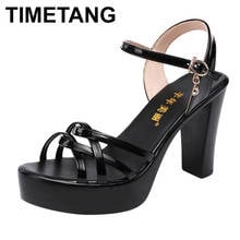 TIMETANG-Sandalias con tacón de plataforma Size32-43Block para mujer, zapatos elegantes de oficina, color blanco, para verano, 2021 2024 - compra barato