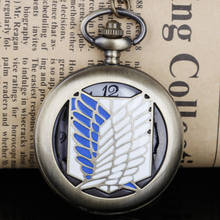 Novo design relógios de bolso bronze ataque em titã asas da liberdade clamshell relógio de bolso de quartzo presentes das mulheres dos homens relógio fob 2024 - compre barato