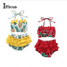 Imcute Toddler Baby Girls Fruits Print Watermelon Pineapple Tankini Swimwear Bathing Suit Bikini Outfits Swimsuit Set Beachwear 2024 - buy cheap