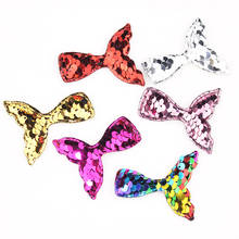 28Pcs 5*5.5cm Glitter Sequin Mermaid Tail Padded Appliques for children's crafts headwea Hairpin Decor Accessories 2024 - buy cheap