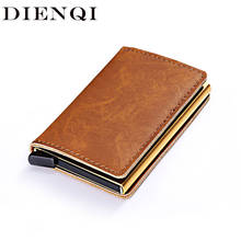 DIENQI Rfid Blocking Leather Credit Card Holder Men Security Smart Wallet Metal Slim Anti Bank Cardholder Case Bag Passes israel 2024 - buy cheap