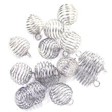 50Pcs Silver Tone Spiral Beads Cages Pendants For Jewelry Findings Charms 25x20mm 2024 - buy cheap