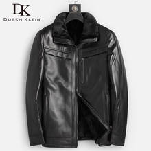 Dk promove a roupa de pele de vison inverno, quente, alta qualidade, couro genuíno, casacos masculinos, vestuário casual para lazer 2024 - compre barato