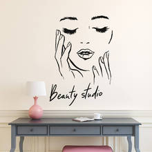 Female Face Vinyl Wall Decal Beauty Studio Door Sticker Cosmetic Makeup Wall Art Stickers Mural Removable Salon Decoration A242 2024 - buy cheap