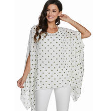 BHflutter White Blouse Shirt Women 2020 New Sexy Polka Dot Print Casual Tops Tees Summer Style Batwing Chiffon Blouses Blusas 2024 - buy cheap