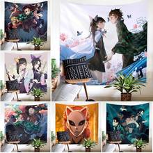 Devil's Blade Anime Tapestry Beach Towel Demon Slayer Kimetsu No Yaiba Kamado Tanjirou Nezuko Tapestries Home Decor Accessories 2024 - buy cheap