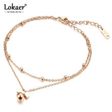 Lokaer New Delicate Bowknot Anklets Classic Rose Gold Color Stainless Steel Double Layer Women Ankle Jewelry Bracelets A19035 2024 - buy cheap