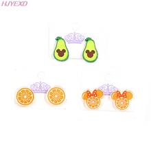 (1pair) Orange and avocado Stud Earrings UV Print  Cute Mouse Fruit Earrings Acrylic Earrings 2024 - buy cheap