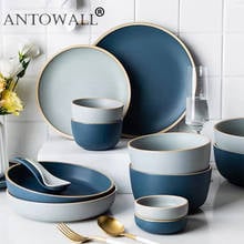 Antowall-conjunto de jantar de cerâmica, estilo nórdico, para 1/2/4 pessoas, com prato, talheres 2024 - compre barato