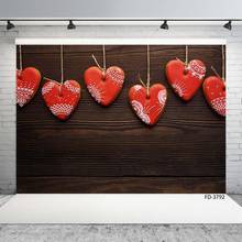 Red Heart Brown Wood Board Valentine’s Day Photography Background Decor Baby Shower Child Backdrop Photocall Photo Studio Props 2024 - buy cheap