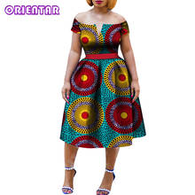 African Dresses for Women Summer Slash Neck Ankara Dresses Elegant Lady Bazin Riche African Print Dashiki Dress WY5506 2024 - buy cheap