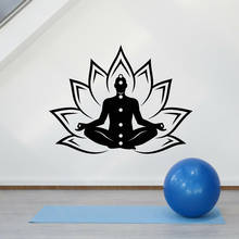 Adesivo de parede de vinil para academia yoga, estúdio abstrato de lótus, meditação, centro de vinil, removível, decoração clássica para casa z430 2024 - compre barato