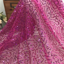 Hot Pink Sequins Embroidery Mesh Transparent Lace Fabric for Wedding Dress Diy Material Dress Decorative Cloth Sell by the Yard 2024 - buy cheap