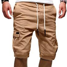 Verão casual masculino cor sólida carga shorts multi-bolsos drawstring fifth pant confortável masculino carga shorts 2024 - compre barato