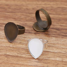 100pcs 13*18mm 18*25mm Blank Ring Settings with Teardrop Bezel Resin Cameo Cabochons Bases Metal Rings DIY Findings Multi-color 2024 - buy cheap