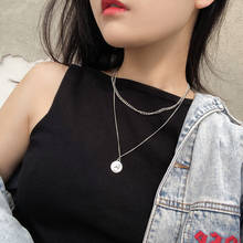 Harajuku Fashion Layered Necklace Stainless Steel For Women Punk Cuban Link Chain Coin Pendant Choker Stainless Steel Jewellery 2024 - buy cheap