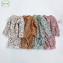 Bebê crianças pijamas conjuntos de impressão leopardo algodão meninos pijamas terno outono meninas pijamas de manga longa tops + calças 2pcs bonito 2024 - compre barato