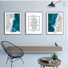 Cuadro de ola de mar azul escandinava, carteles nórdicos, impresiones, arte de pared, estampado de paisaje, pintura en lienzo para decoración para sala de estar 2024 - compra barato