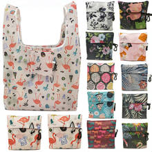 GABWE новая сумка для покупок с переработанным фламинго, экородная сумка, мультяшная складная сумка через плечо с цветочным рисунком 2024 - купить недорого