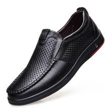 2021 Newly Men's Summer Loafers Shoes Leather Soft Man Casual Slip-on Cutout Shoes Cowhide Summer Loafers uik90 2024 - buy cheap