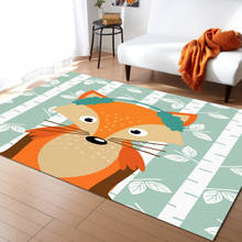 Cartoon Fox White Birch Carpets for Living Room Children's Room Carpet Bedroom Bedside Blanket Kitchen Doormat 2024 - buy cheap