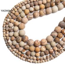 Natural dull polish matte picture stone beads for jewelry making 15inches natural stone beads 4/6/810mm wholesale 2024 - buy cheap